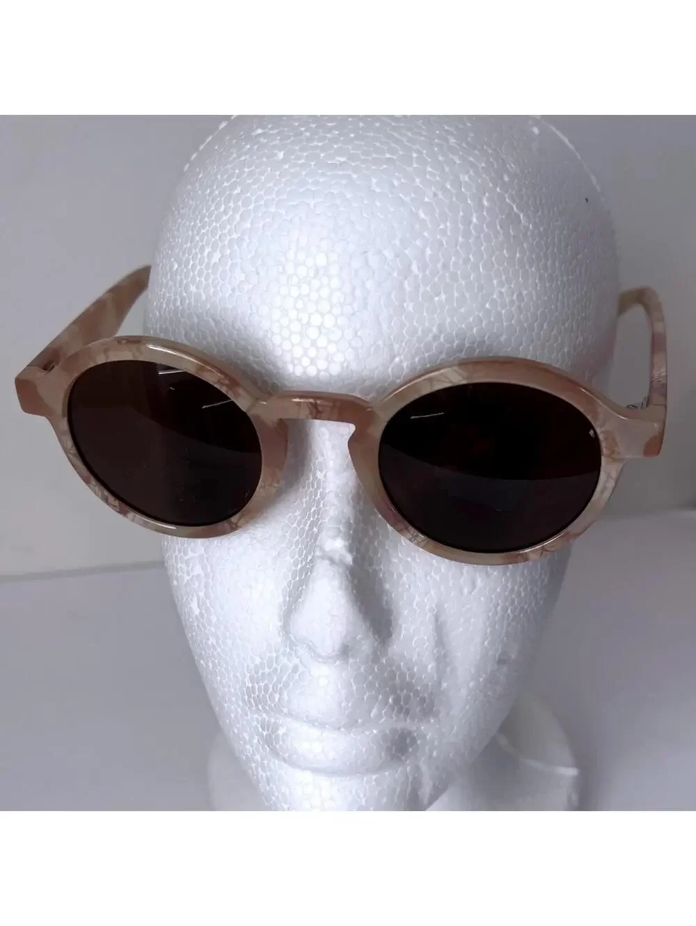 Mr. Boho Dalston Round Sunglasses Italy Cream Tortoise Marble Style Frame Retro - Picture 3 of 8